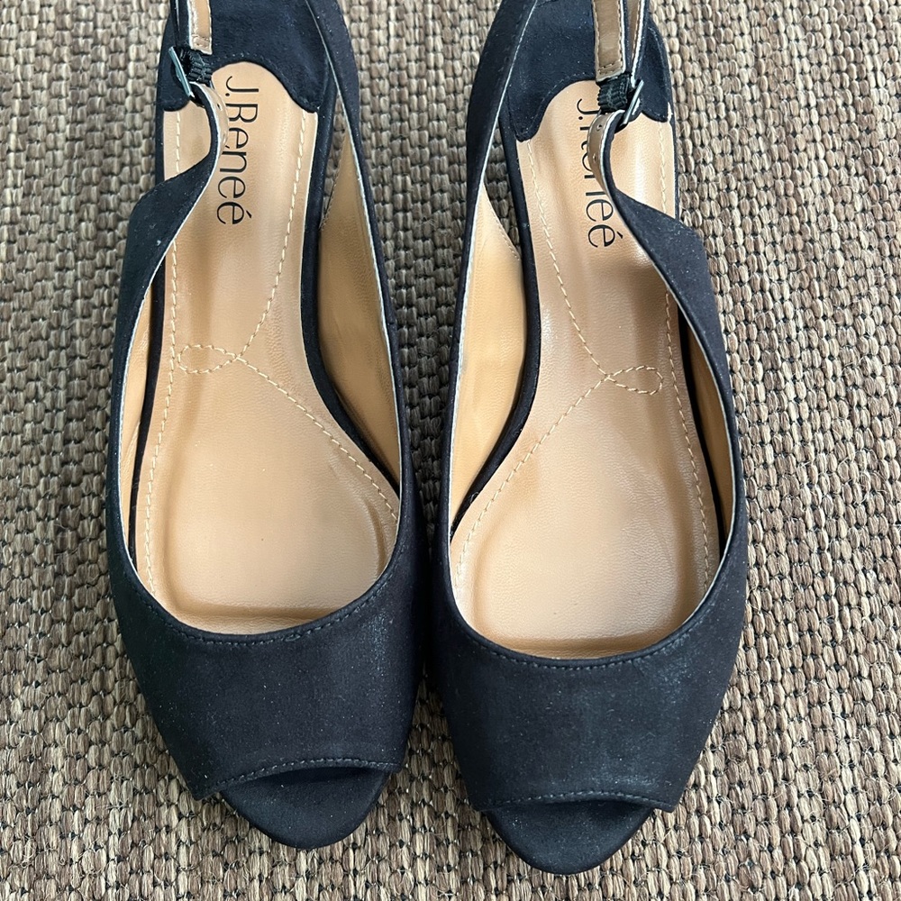 J.Renee black peep toe pumps